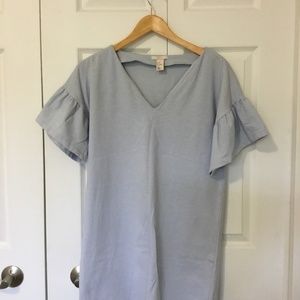 H&M light blue ruffle sleeve short dress